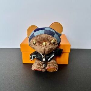 Louis Vuitton Brown Teddy Bear with Blue Checkered Hat